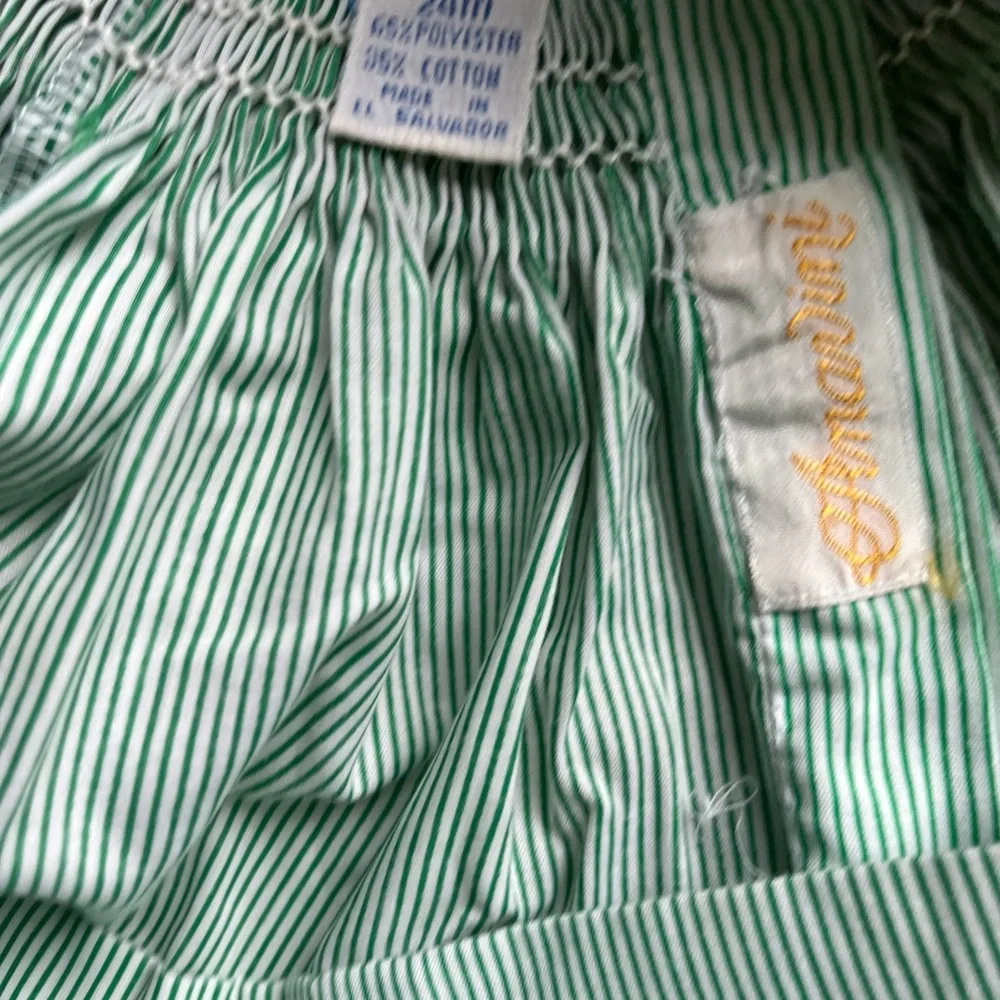 Anavini green and white hand, smocked dress 24 months
